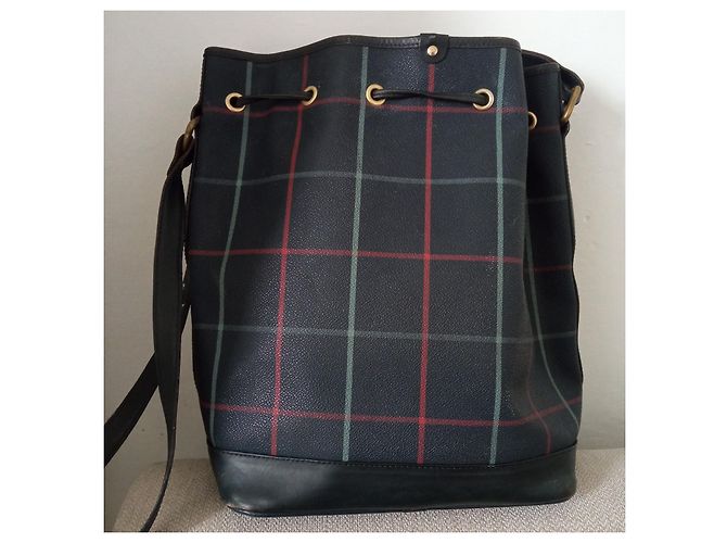 Borsa a secchiello Burberry in pelle blu navy - vista 20