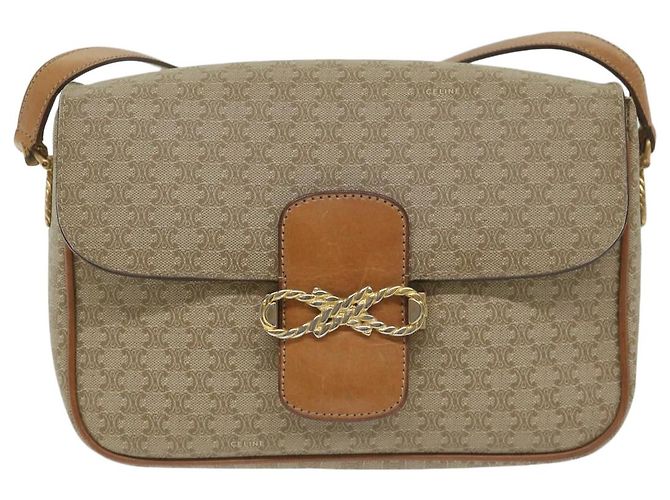 Céline CELINE Borsa a tracolla in tela Macadam Beige Auth 63574 - vista 13