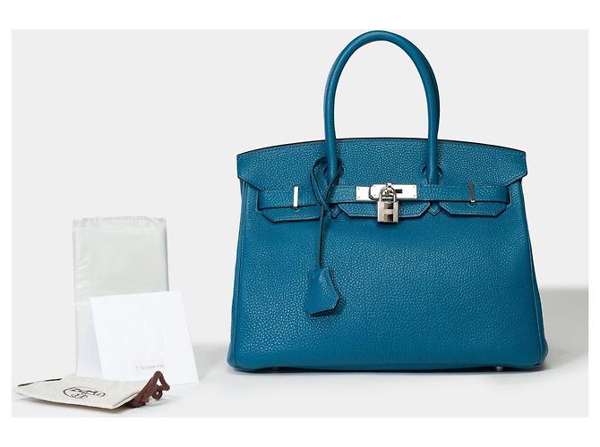 Hermès Sac HERMES Birkin 30 en Cuir Bleu - 101731 - vue 2
