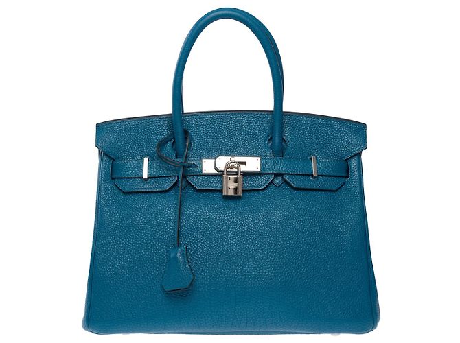 Hermès Sac HERMES Birkin 30 en Cuir Bleu - 101731 - vue 3