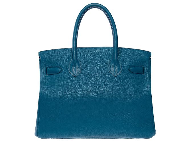 Hermès Sac HERMES Birkin 30 en Cuir Bleu - 101731 - vue 4