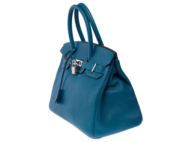 Hermès Sac HERMES Birkin 30 en Cuir Bleu - 101731 - vue 5