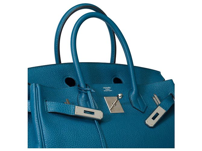 Hermès Sac HERMES Birkin 30 en Cuir Bleu - 101731 - vue 7