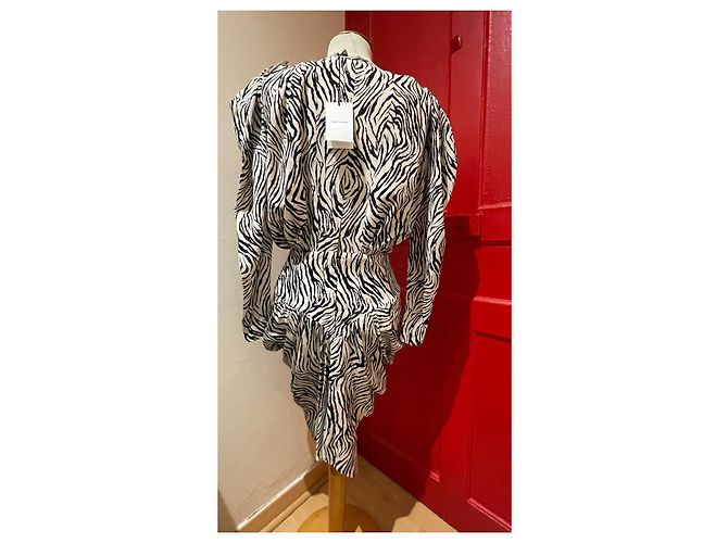 Vestido Isabel Marant Margaretia de seda negro blanco - vista 3