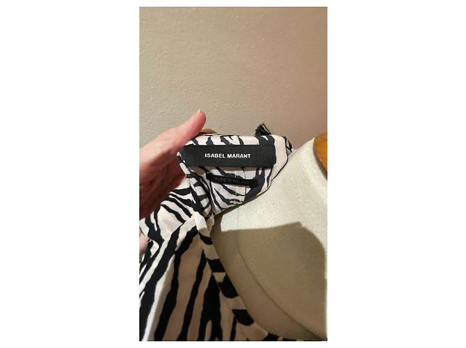 Vestido Isabel Marant Margaretia de seda negro blanco - vista 4