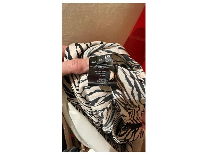 Vestido Isabel Marant Margaretia de seda negro blanco - vista 8