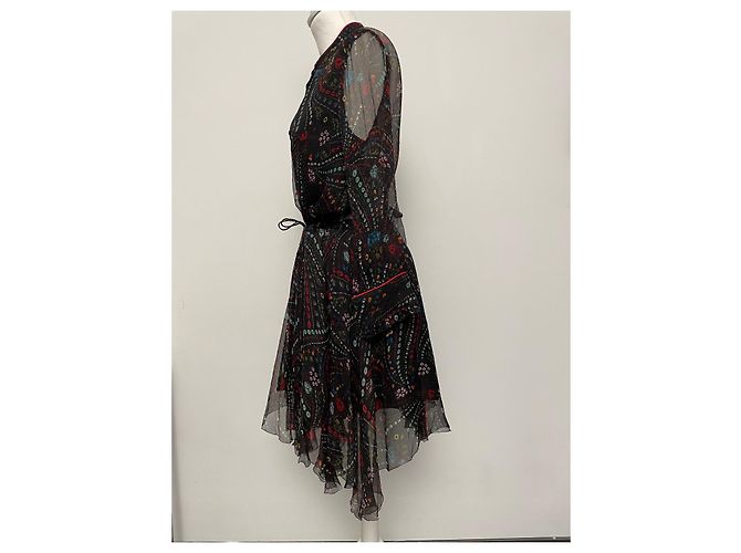 Zadig & Voltaire Deluxe Seidenkleid Schwarz Mehrfarben - Ansicht 5