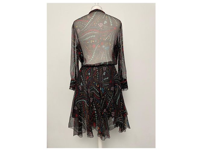 Zadig & Voltaire Deluxe Seidenkleid Schwarz Mehrfarben - Ansicht 6