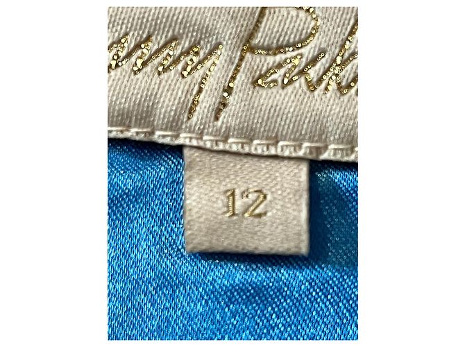 Jenny Packham Abito da sera monospalla in chiffon e raso Blu - vista 4