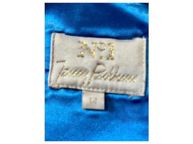 Jenny Packham Abito da sera monospalla in chiffon e raso Blu - vista 5