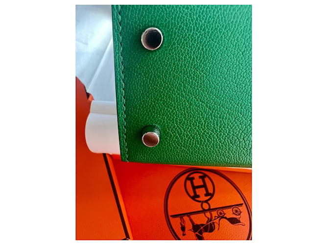 Hermès Mini Kelly Chèvre Bambú Paladio Verde - vista 11