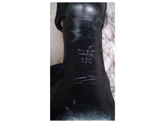 Décolleté Gucci in pelle nera con plateau e punta quadrata Nero - vista 5