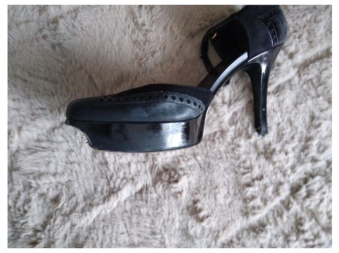 Décolleté Gucci in pelle nera con plateau e punta quadrata Nero - vista 6