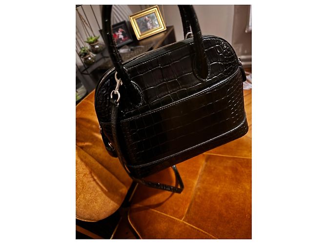 Balenciaga City Tasche Krokoprägung Leder Schwarz - Ansicht 2