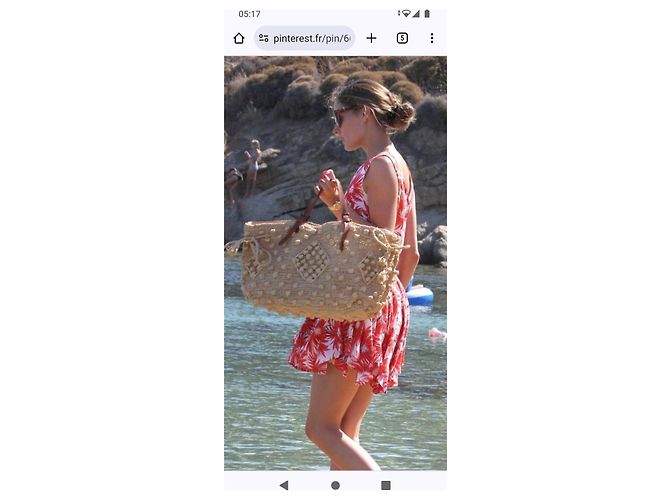 Bolso Gerard Darel Woodstock Ibiza 24H de paja y cuero azul beige - vista 2