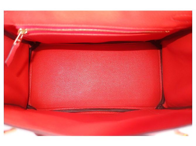 Borsa Hermès Birkin 25 in pelle Togo arancione - vista 12