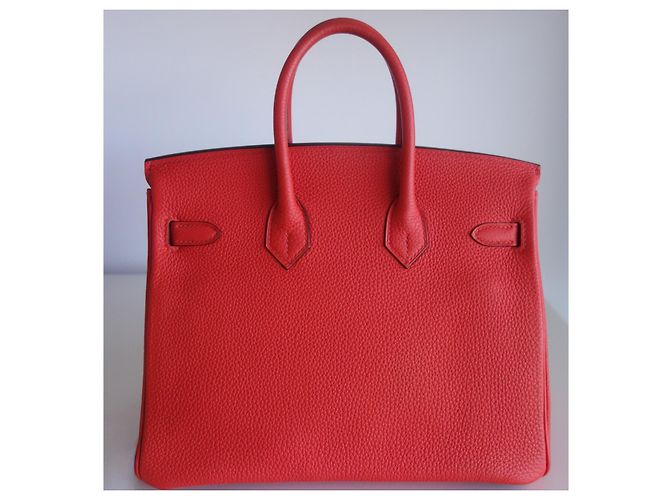 Borsa Hermès Birkin 25 in pelle Togo arancione - vista 2