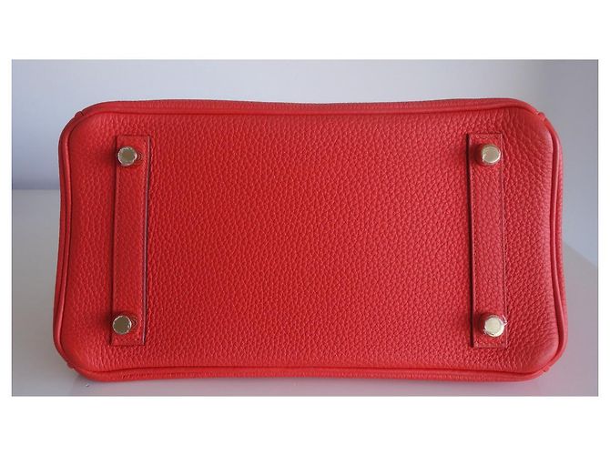 Borsa Hermès Birkin 25 in pelle Togo arancione - vista 3