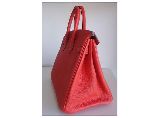 Borsa Hermès Birkin 25 in pelle Togo arancione - vista 4