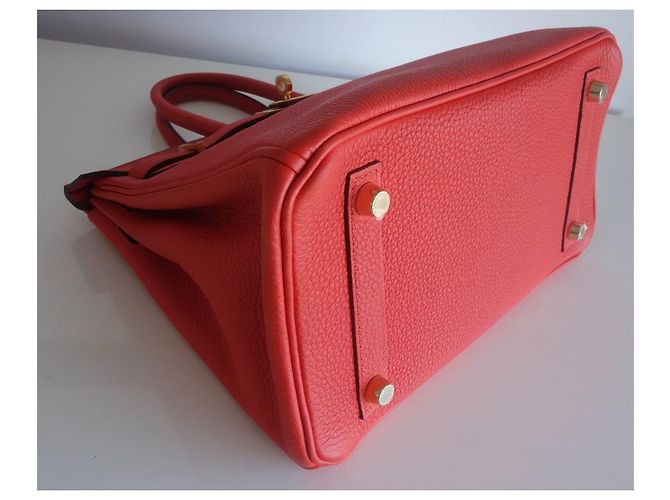 Borsa Hermès Birkin 25 in pelle Togo arancione - vista 5
