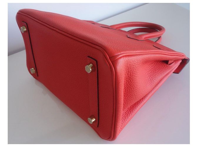 Borsa Hermès Birkin 25 in pelle Togo arancione - vista 6