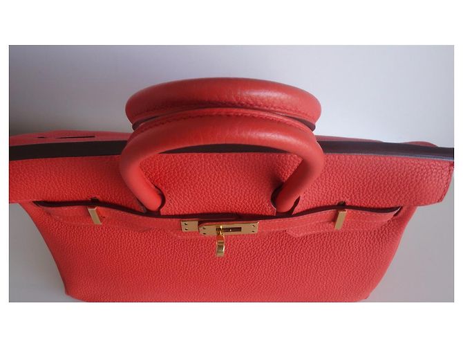Borsa Hermès Birkin 25 in pelle Togo arancione - vista 7