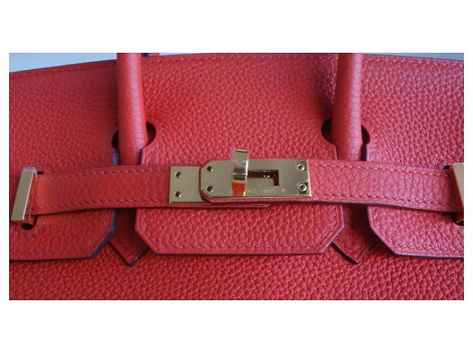 Borsa Hermès Birkin 25 in pelle Togo arancione - vista 9