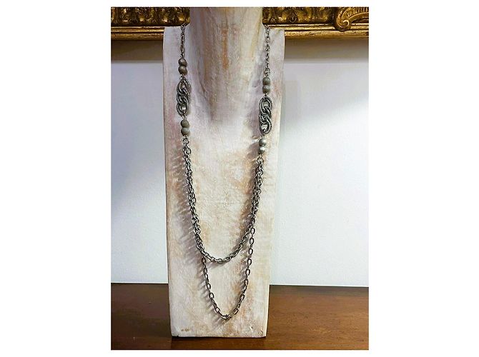 DOLCE & GABBANA Halskette aus Stahl mit gefütterter Kette mit glänzenden und diamantierten Perlen - Ansicht 5
