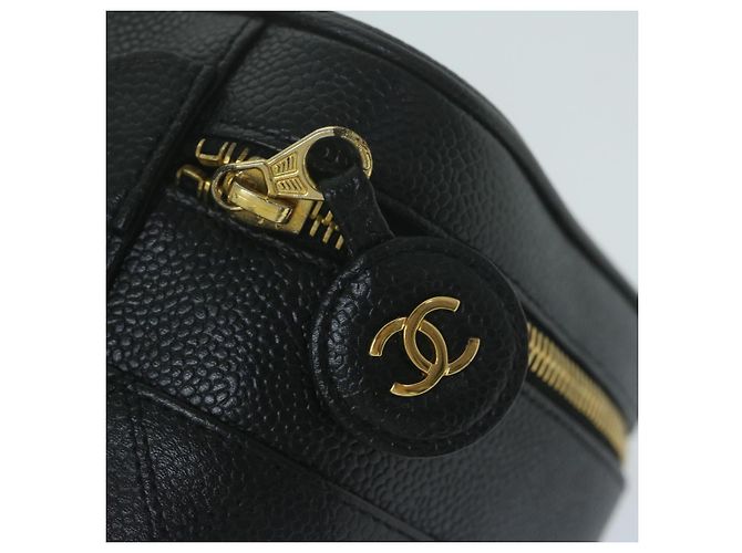 CHANEL Vanity Cosmetic Pouch Caviar Skin Black CC Auth bs11563 Nero - vista 12