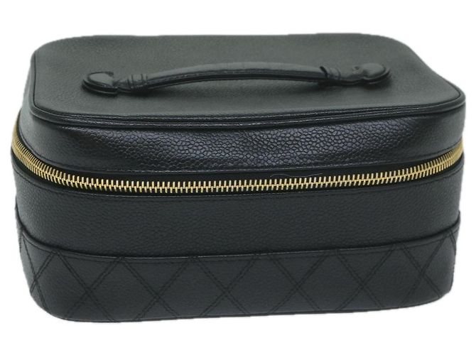 CHANEL Vanity Cosmetic Pouch Caviar Skin Black CC Auth bs11563 Nero - vista 2