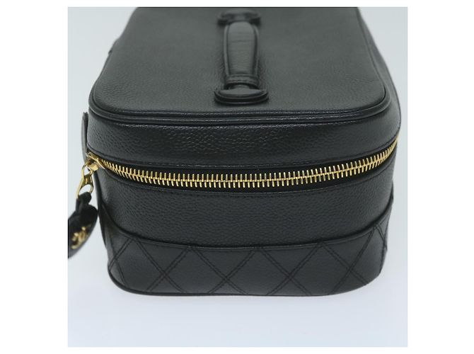CHANEL Vanity Cosmetic Pouch Caviar Skin Black CC Auth bs11563 Nero - vista 5
