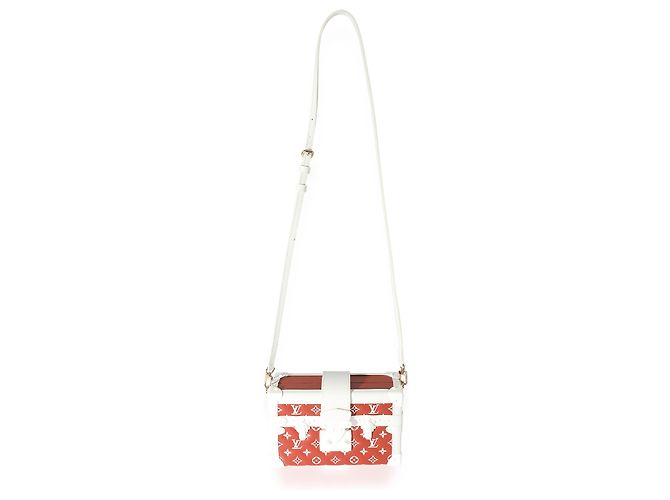 Louis Vuitton Petite Malle in terracotta e monogramma bianco goffrato in pelle di agnello - vista 2