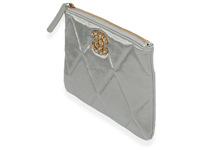 Chanel 19 Chanel Chanel de satén acolchado gris 19 O-caso Castaño Azul - vista 3