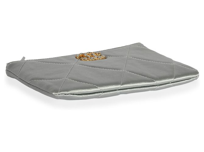 Chanel 19 Chanel Chanel de satén acolchado gris 19 O-caso Castaño Azul - vista 6