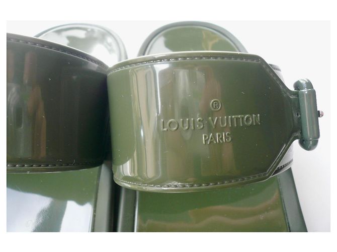 LOUIS VUITTON Monograma Sunbath Sandálias Mule Planas T39 US Caqui - vista 3