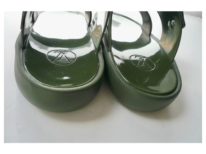 LOUIS VUITTON Monograma Sunbath Sandálias Mule Planas T39 US Caqui - vista 6