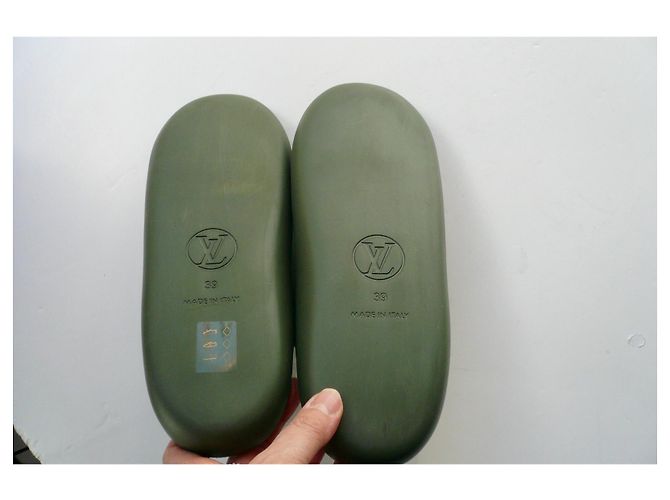 LOUIS VUITTON Monograma Sunbath Sandálias Mule Planas T39 US Caqui - vista 7