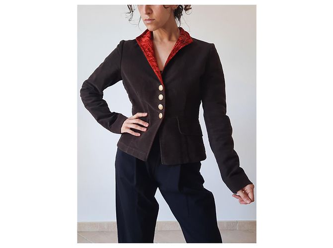 Americana de mujer Etro de terciopelo de algodón marrón Castaño - vista 14