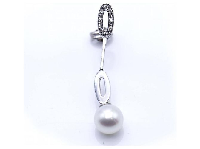 Autre Marque Orecchini lunghi in oro bianco e perle. Argento - vista 5