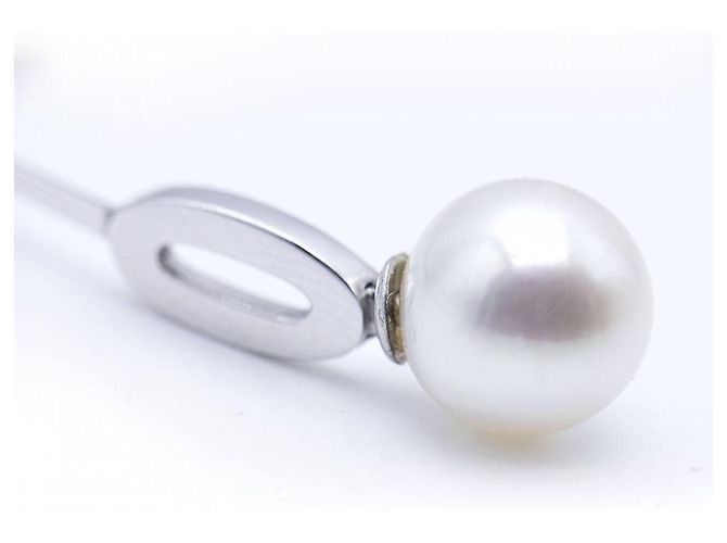 Autre Marque Orecchini lunghi in oro bianco e perle. Argento - vista 7