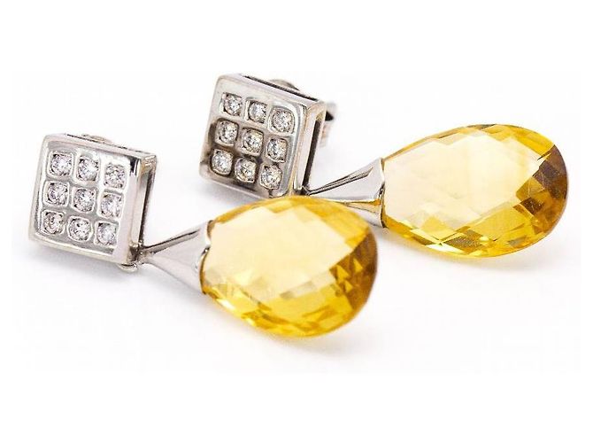 Autre Marque BRIOLE Orecchini con citrini e diamanti. Argento Giallo - vista 2
