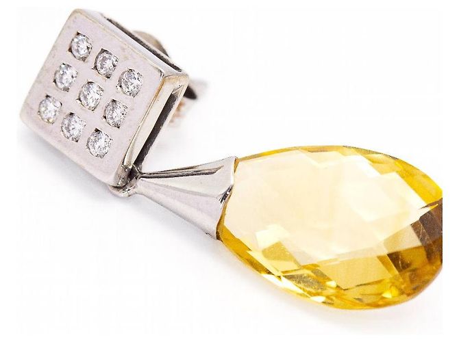 Autre Marque BRIOLE Orecchini con citrini e diamanti. Argento Giallo - vista 3