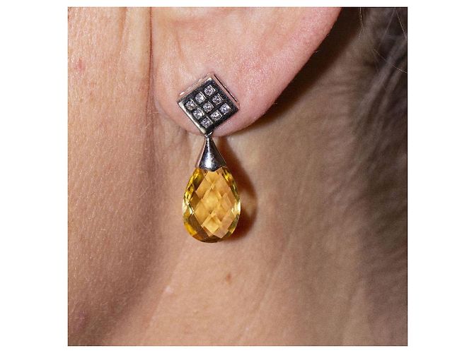 Autre Marque BRIOLE Orecchini con citrini e diamanti. Argento Giallo - vista 4