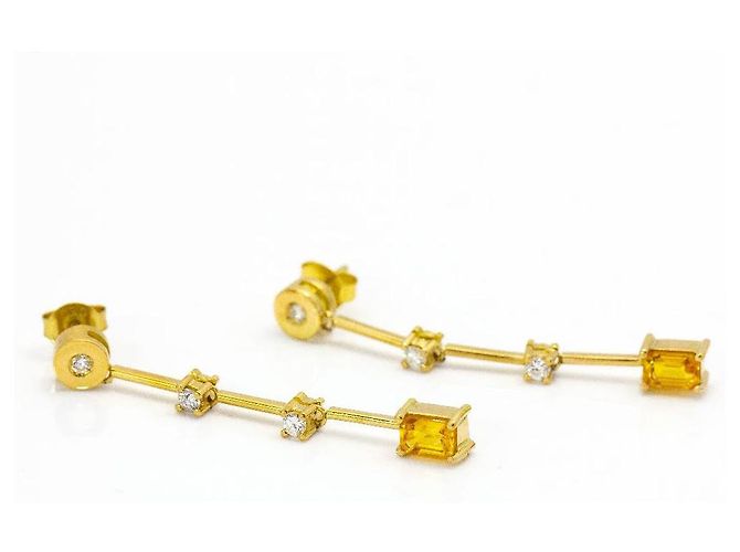 Autre Marque Pendientes Oro PAPARADSHA Dorado Amarillo - vista 2