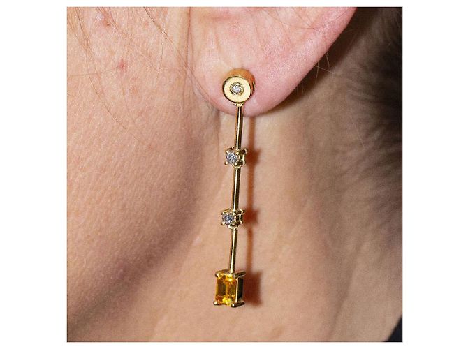 Autre Marque Pendientes Oro PAPARADSHA Dorado Amarillo - vista 6