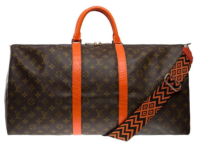 LOUIS VUITTON Borsa Keepall in Tela Marrone - 101746 - vista 2