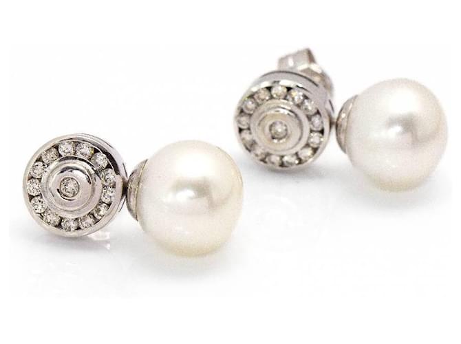 Autre Marque Orecchini in Oro, diamanti e perle. Argento - vista 2