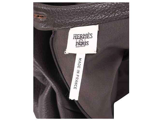 Hermès Gonna a tubino al ginocchio Hermes in pelle marrone - vista 4