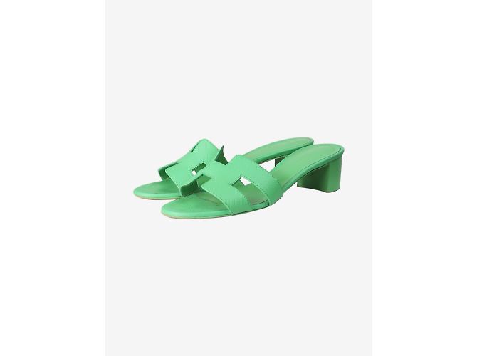 Hermès Grüne Oran-Sandalen mit Absatz – Größe EU 38 - Ansicht 2