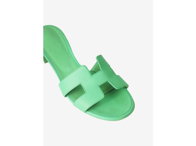 Hermès Grüne Oran-Sandalen mit Absatz – Größe EU 38 - Ansicht 3